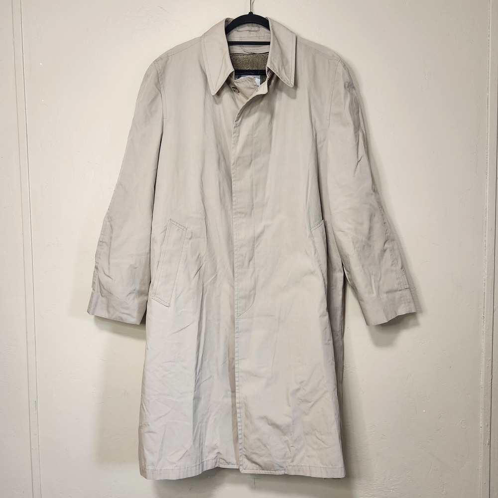 London Fog Men's Size 42 Reg Lined Khaki Trench Coat